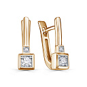 Серьги с английским замком из красного золота с бриллиантами