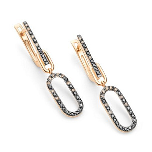 Серьги с английским замком из красного золота с бриллиантом