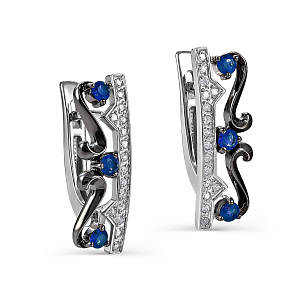 Серьги с английским замком из серебра с фианитами