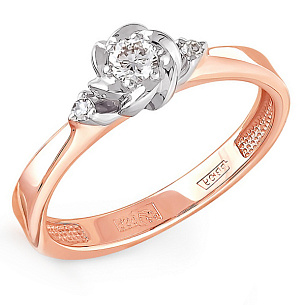 Кольцо из красного золота с бриллиантами