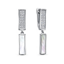 Серьги с английским замком из серебра с перламутром