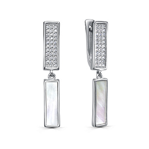 Серьги с английским замком из серебра с фианитом