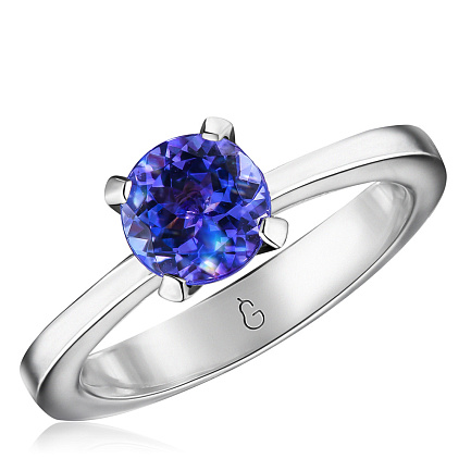 Кольцо из белого золота с танзанитом