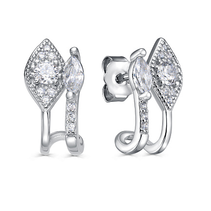 Серьги с английским замком из серебра с фианитом