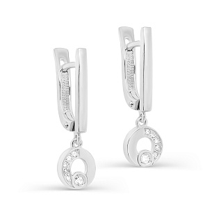 Серьги с английским замком из серебра с фианитом