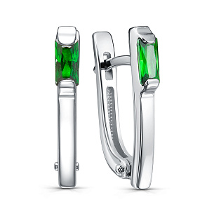 Серьги с английским замком из серебра с фианитом