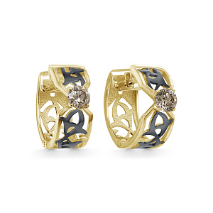 Серьги с английским замком из желтого золота с бриллиантами