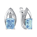 Серьги с английским замком из серебра с бриллиантами