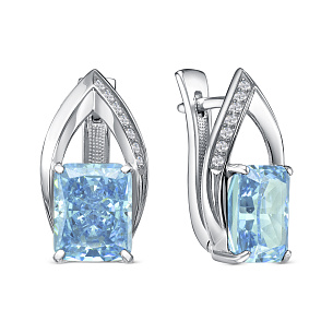 Серьги с английским замком из серебра с бриллиантом