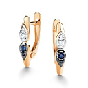 Серьги с английским замком из красного золота с бриллиантами