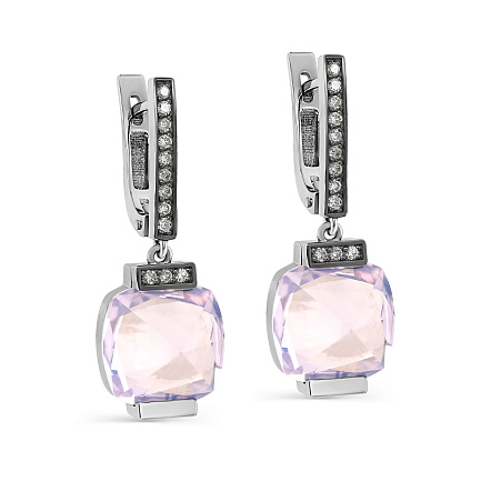 Серьги с английским замком из белого золота с бриллиантами