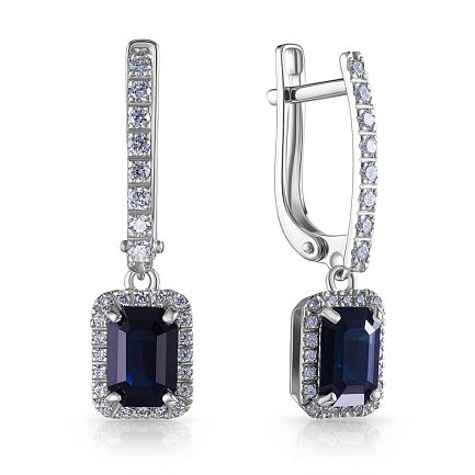 Серьги с английским замком из белого золота с бриллиантами