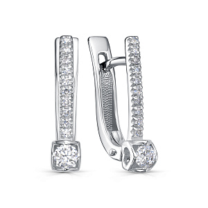 Серьги с английским замком из белого золота с бриллиантами