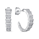 Серьги с английским замком из серебра с фианитами