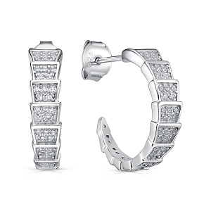 Серьги с английским замком из серебра с фианитами