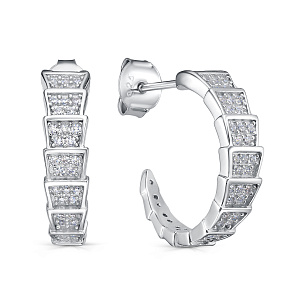 Серьги с английским замком из серебра с фианитом