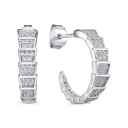 Серьги с английским замком из серебра с фианитами