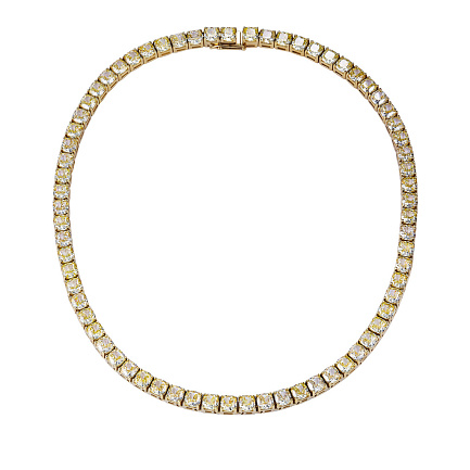 Колье из серебра с позолотой, фианитом