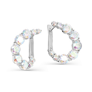 Серьги с английским замком из серебра с фианитами