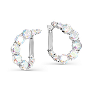 Серьги с английским замком из серебра с фианитом