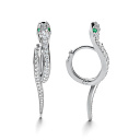 Серьги из белого золота с бриллиантами, изумрудами