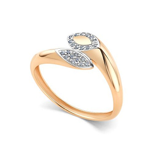 Кольцо из красного золота с бриллиантом