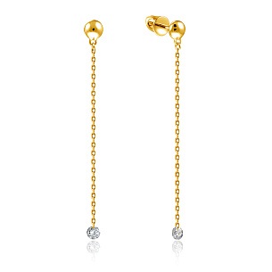 Пусеты из желтого золота с бриллиантами, плетение якорное