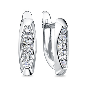 Серьги с английским замком из серебра с фианитами