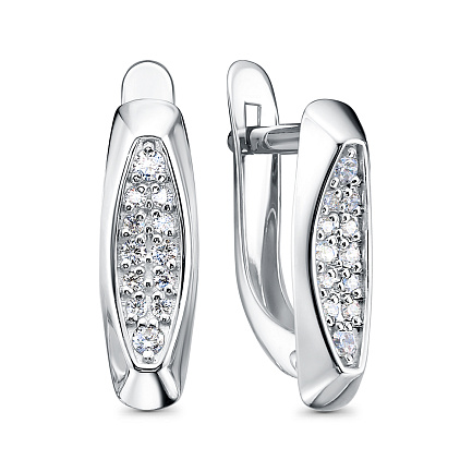 Серьги с английским замком из серебра с фианитами