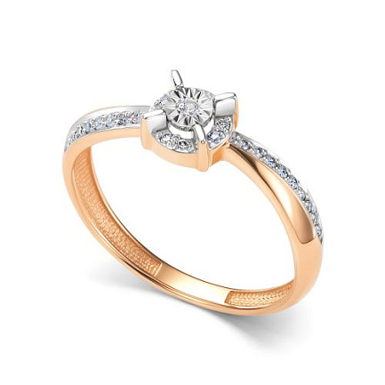 Кольцо из красного золота с бриллиантами