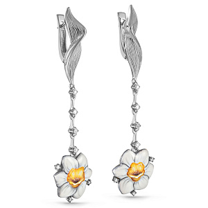 Серьги с английским замком из белого золота с бриллиантами