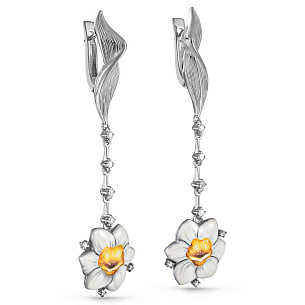 Серьги с английским замком из белого золота