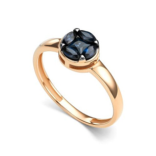 Кольцо из красного золота с сапфиром