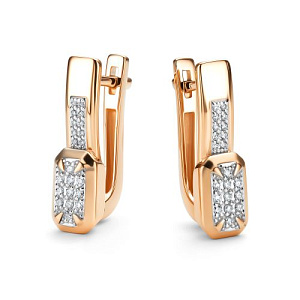 Серьги с английским замком из красного золота с бриллиантами