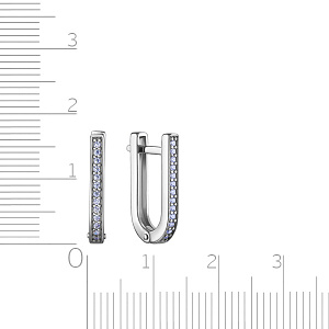 Серьги с английским замком из серебра с фианитом