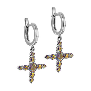 Серьги с английским замком из серебра с фианитом