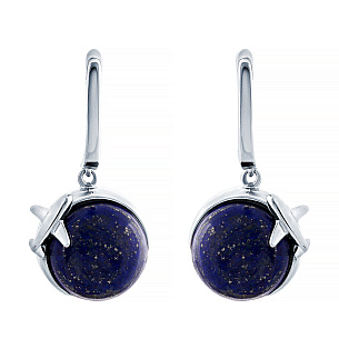 Серьги с английским замком из серебра с лазуритом