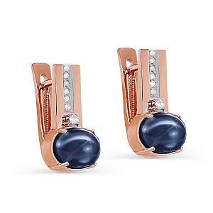 Серьги с английским замком из красного золота с бриллиантами