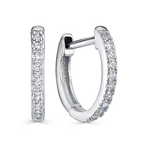 Серьги с английским замком из серебра с фианитами