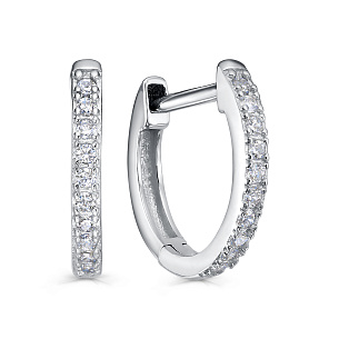 Серьги с английским замком из серебра с фианитом