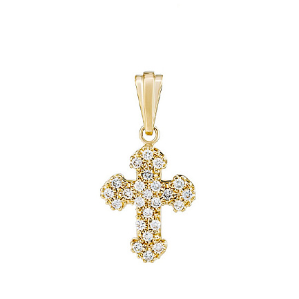 Крест из желтого золота с бриллиантами