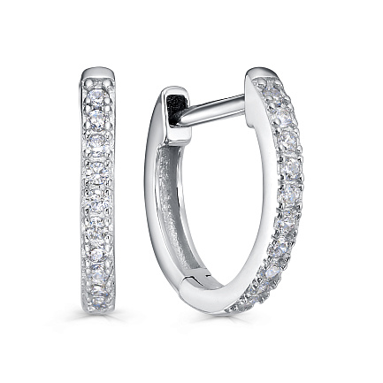 Серьги с английским замком из серебра с фианитами