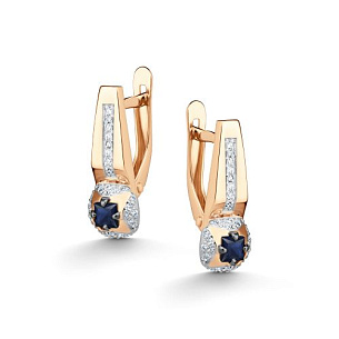 Серьги с английским замком из красного золота с бриллиантом