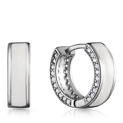Серьги из серебра с фианитом, эмалью