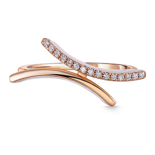 Кольцо из красного золота с перламутрами и бриллиантами