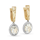 Серьги с английским замком из желтого золота с бриллиантами