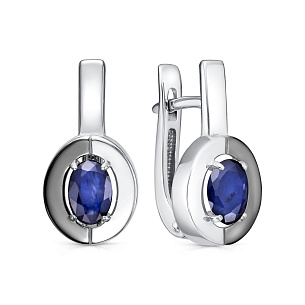 Серьги с английским замком из серебра с сапфиром