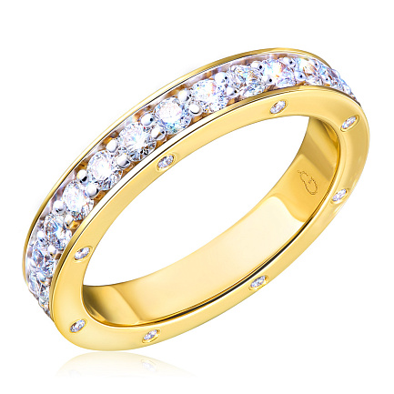 Кольцо обручальное из желтого золота с бриллиантом