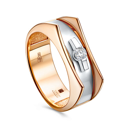 Кольцо из красного золота с бриллиантом