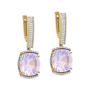 Серьги с английским замком из желтого золота с бриллиантами